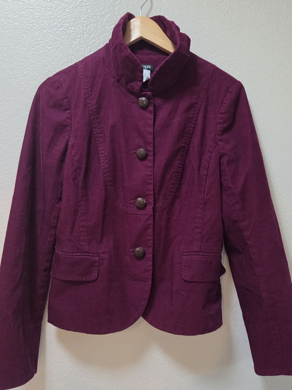 Vintage J.Crew Burgundy Corduroy Jacket Blazer Size 8 Dark Academia 90s